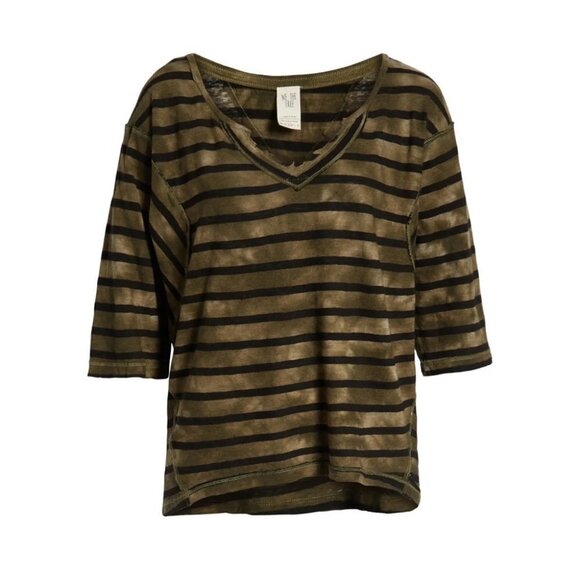 NWT Free People Military Head In The Clouds Stripe Tee Size XS T-Shirt New Boho - Picture 3 of 6